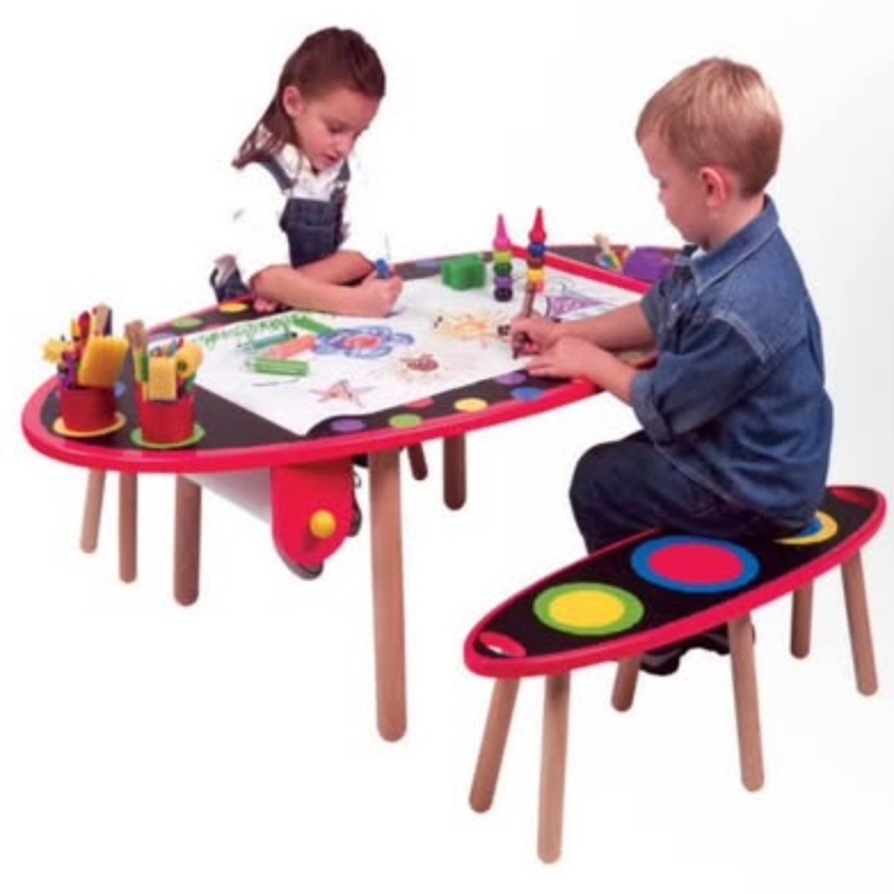 Table Colorful Kids Art Table and Bench Set